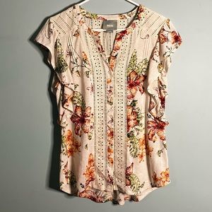 Floral Blouse with Crochet Detail